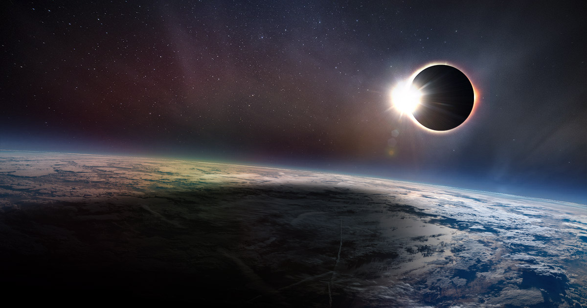 Artist's rendition of a total solar eclipse