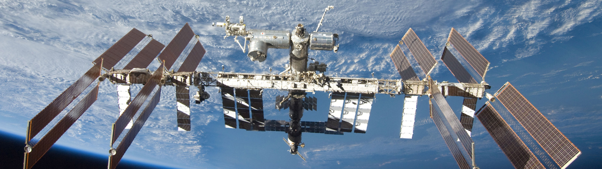 The International Space Station from the vantage point of a Space Shuttle Discovery observer
