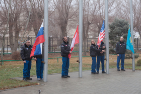 the Baikonur flag-raising ceremony.