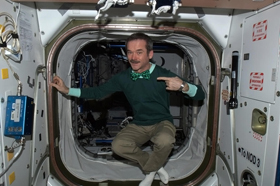 Photo of Chris Hadfield dressed for St. Patrick's