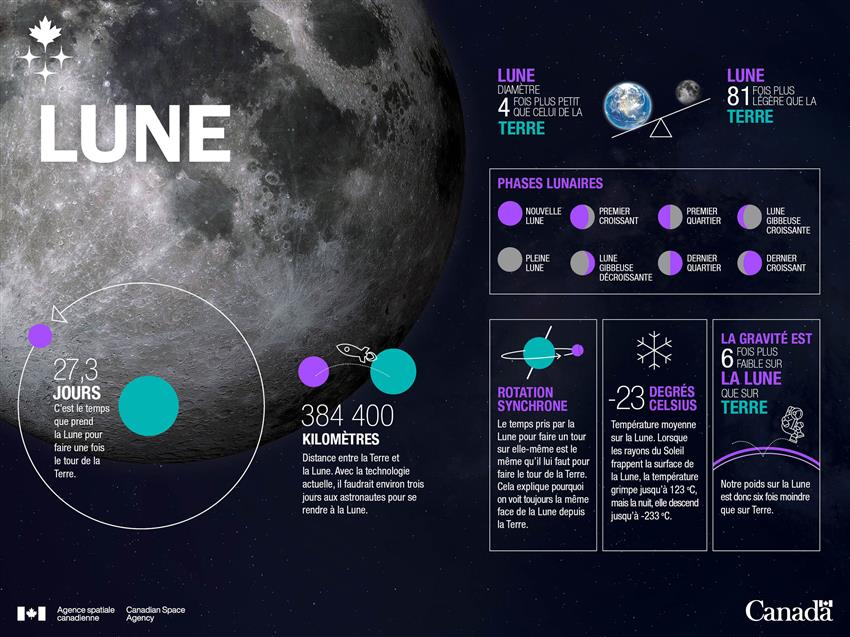 Des faits soulignant certaines des différences entre la Lune et la Terre