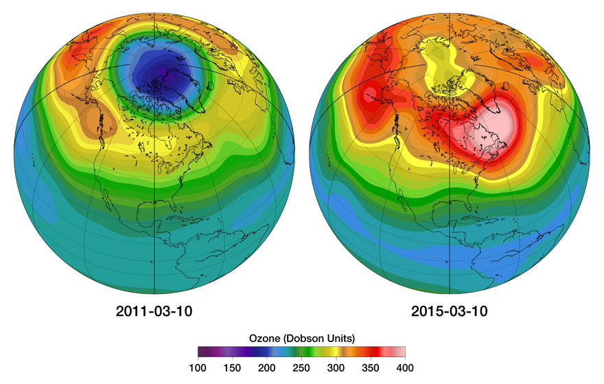 Illustration of the first ozone hole over Canada