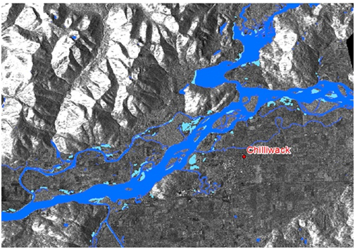 Map of flooding in the Chilliwack area.