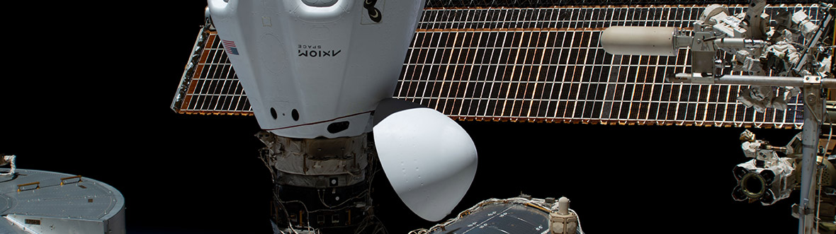 Close-up of the spacecraft docked to the station