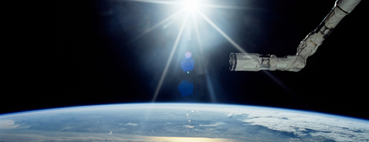 Canadarm and a sunburst