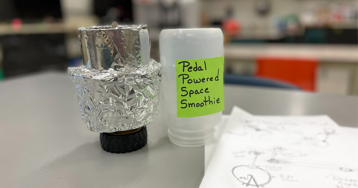 Prototype example, including a bottle for pedal powered space smoothie