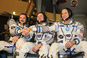 Expedition 34: Chris Hadfield, Roman Romanenko, Tom Marshburn.