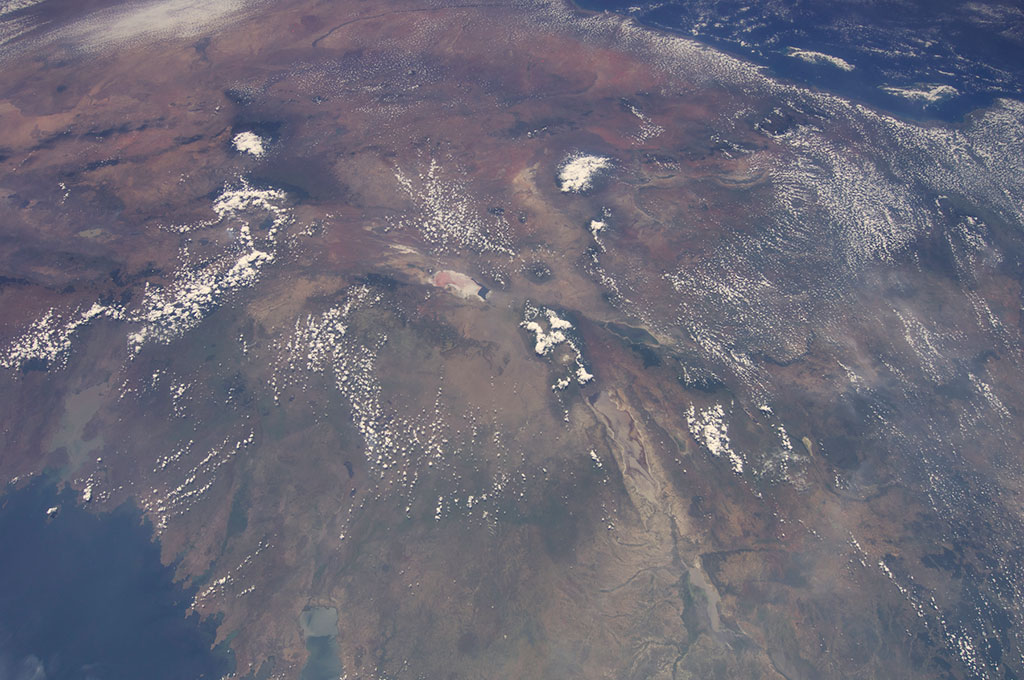 Lake Natron, Tanzania. (Credit: NASA)