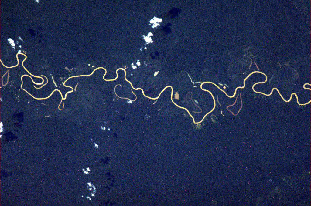 “I'm sure this river takes itself seriously, but it makes me laugh”, said former Canadian Space Agency astronaut Chris Hadfield when he shared this picture of the Guaviera River, in eastern Columbia, from the International Space Station in 2013. (Credit: Canadian Space Agency/Chris Hadfield)