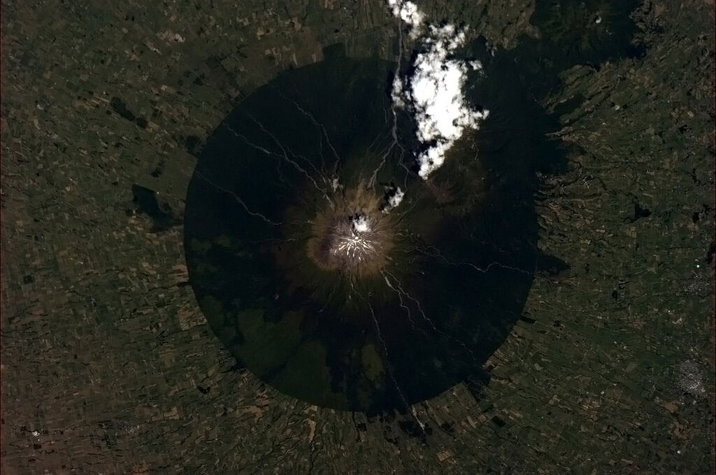 The Taranaki Volcano looks too perfect to be real. Captured by former Canadian Space Agency astronaut Chris Hadfield from the International Space Station in 2013. (Credit: Canadian Space Agency/Chris Hadfield)