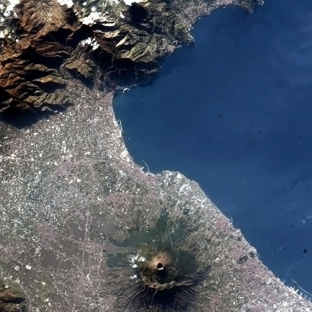Mount Vesuvius, Italy, photographed by former Canadian Space Agency astronaut Chris Hadfield from the International Space Station in 2013. (Credit: Canadian Space Agency/Chris Hadfield)
