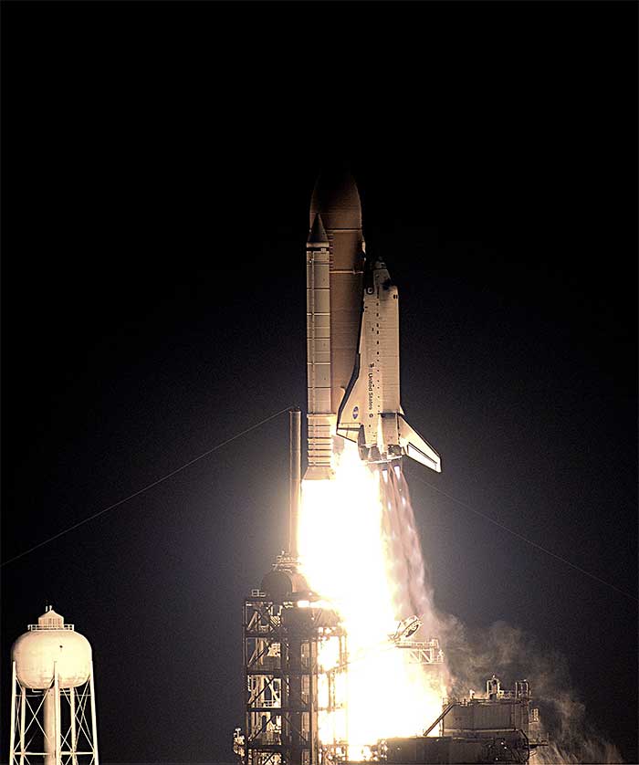 The space shuttle Endeavour launching