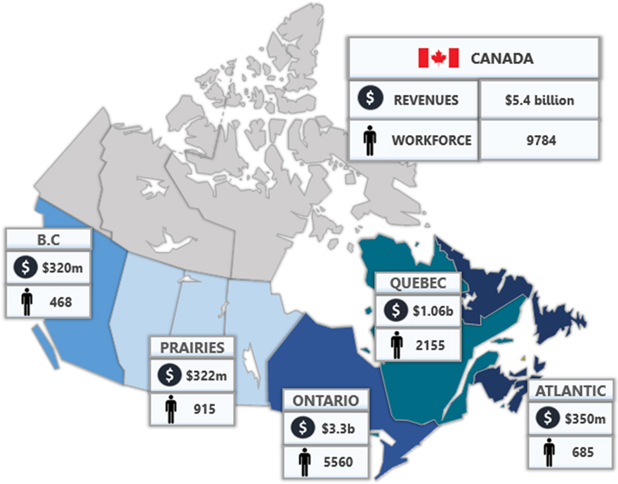 Image of regional distribution Canadian space sector (2013)