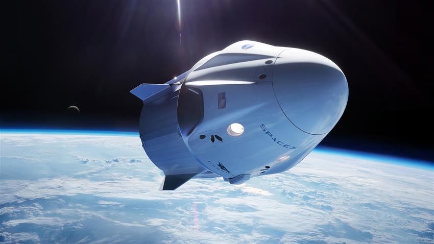 The SpaceX Crew Dragon spacecraft in Earth orbit.