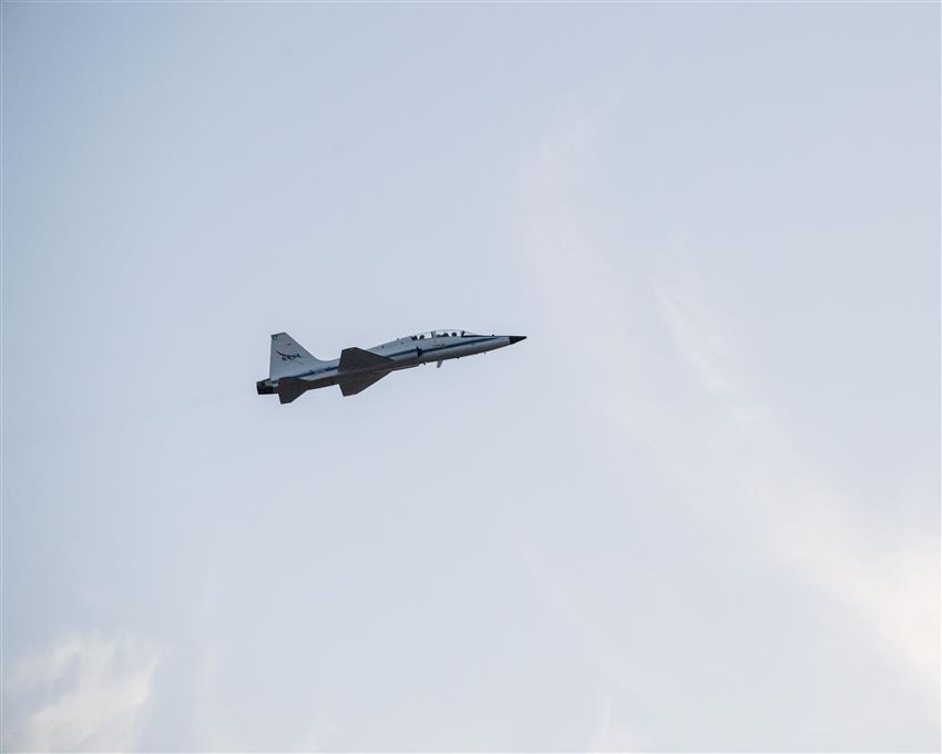 A T-38 supersonic jet in flight.