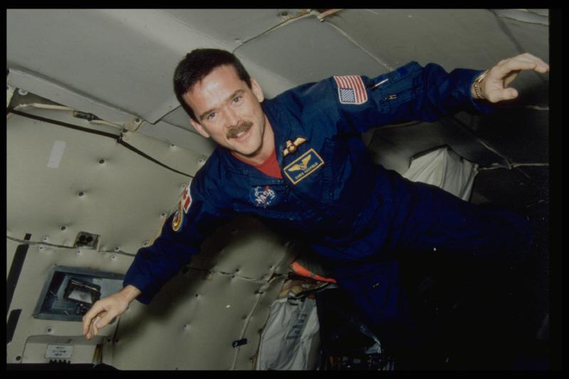 Astronaut Chris Hadfield during a parabolic flight