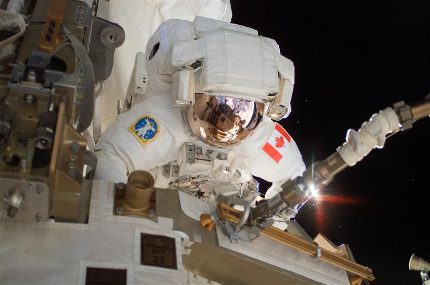 Dave Williams performs a spacewalk