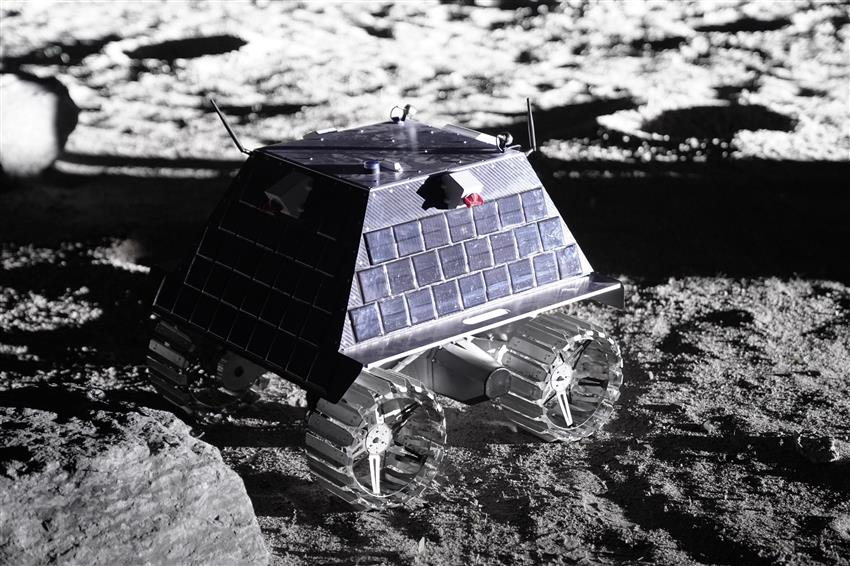 Astromobile sur une surface lunaire analogue.