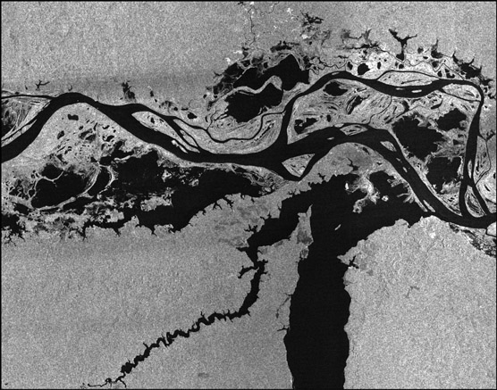 Larger image of RADARSAT-1 imagery: Hydrology.