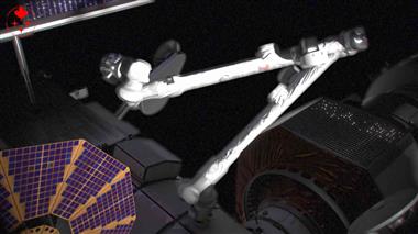 Illustration 3D du Canadarm3 sur Gateway.