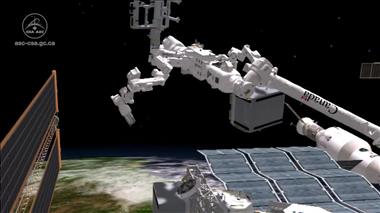 Vignette de la vidéo 'Dextre remplace une pompe sur la Station spatiale internationale'